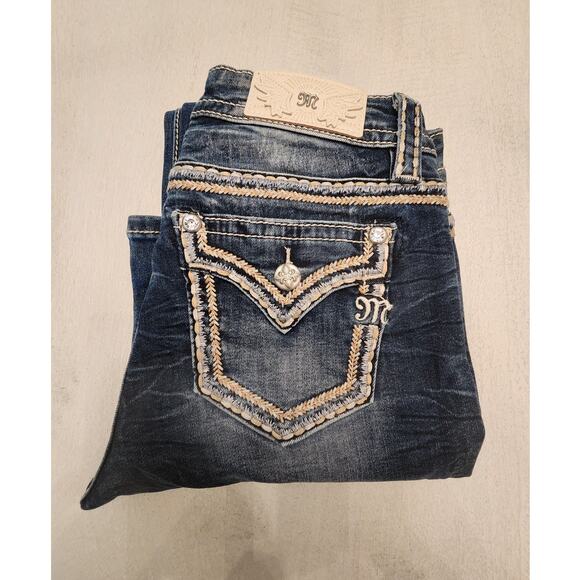 Miss Me Women's Chloe Boot SZ 27 Dark Wash Embroidery Cowgirl Western - Picture 4 of 13